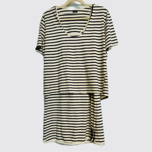 Monrow Double Layer Striped Cotton Dress Sz M